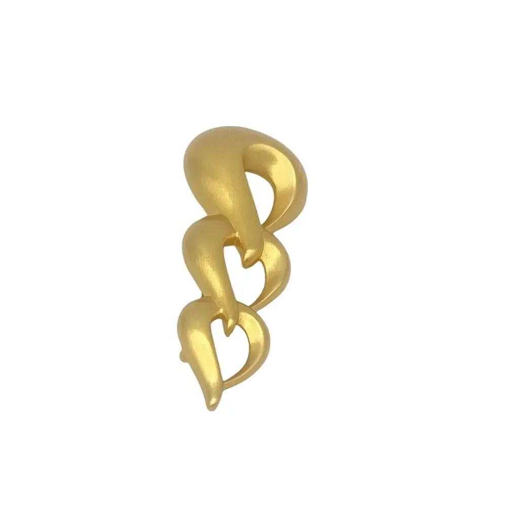 Monet Vintage Gold Tone Abstract Modernist Brooch Pin Signed 3”